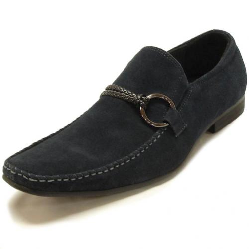 Encore By Fiesso Blue Genuine Leather/Suede Loafer Shoes FI6619